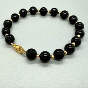 Elegant Black and Gold Beaded Bracelet